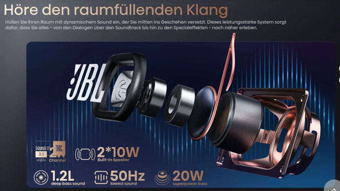 Hisense C2 Ultra JBL Soundsystem mit 2 x 10 Watt beamer-freund, projektor kaufen, ansi lumen beamer