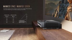 Laser TV Bildgöße und Abstand Tabelle