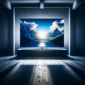 Laser Tv mit Kontrastleinwand im WOhnzimmer