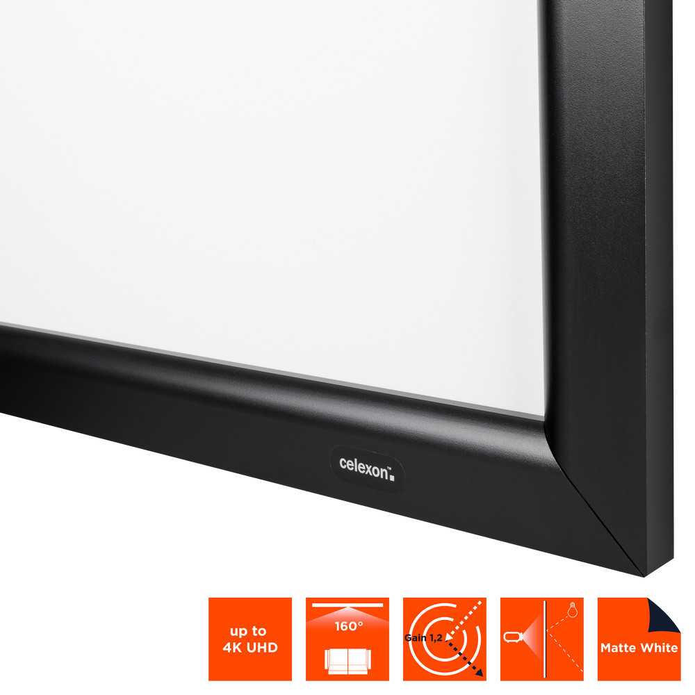 Celexon HomeCinema Frame – Detailansicht Rahmenecke mit abgeflachter Innenkante