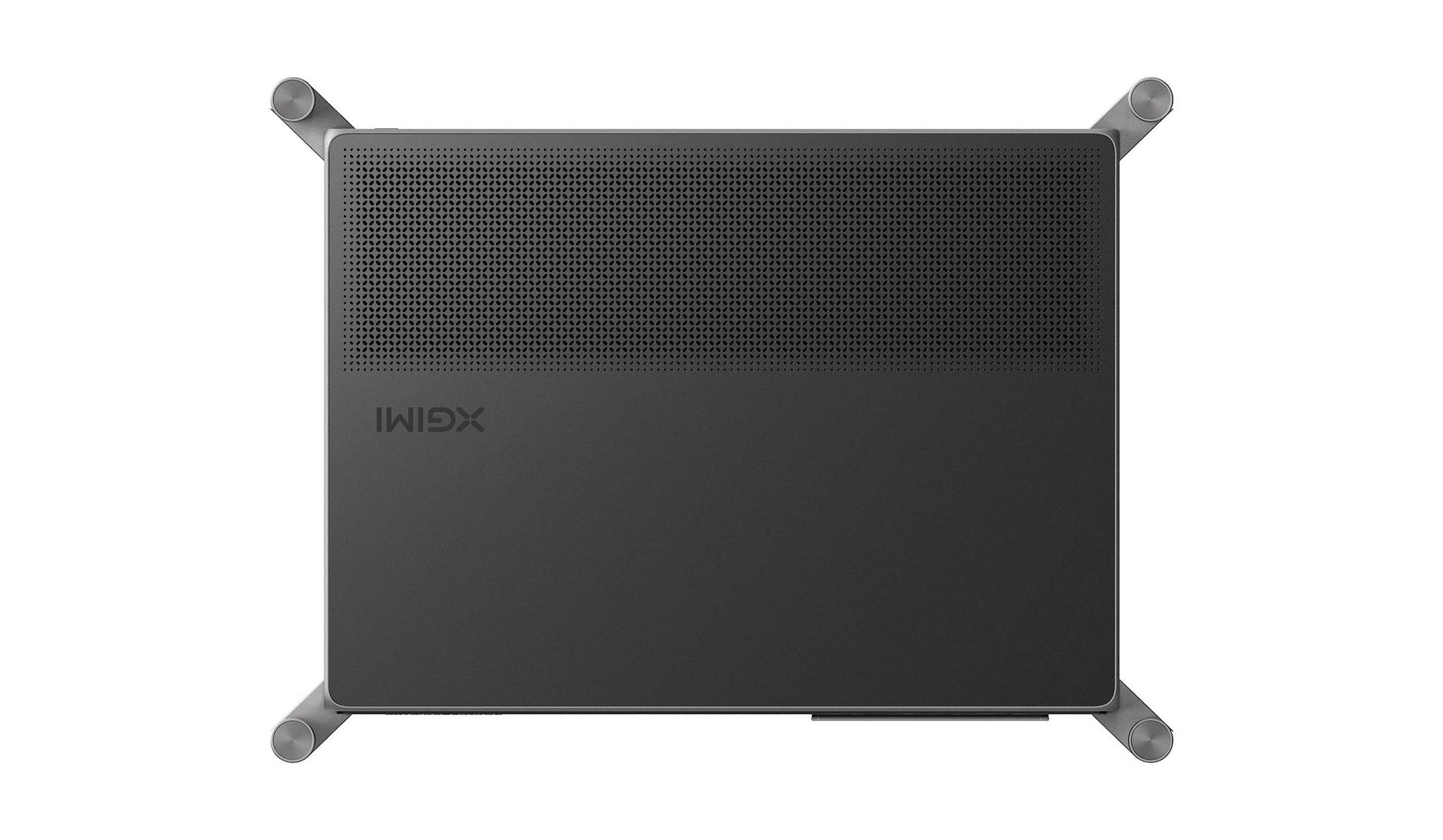 XGIMI TITAN Noir Ultra Pro von oben – markantes XGIMI Logo und hochwertige Verarbeitungsqualität der Gehäuseoberfläche